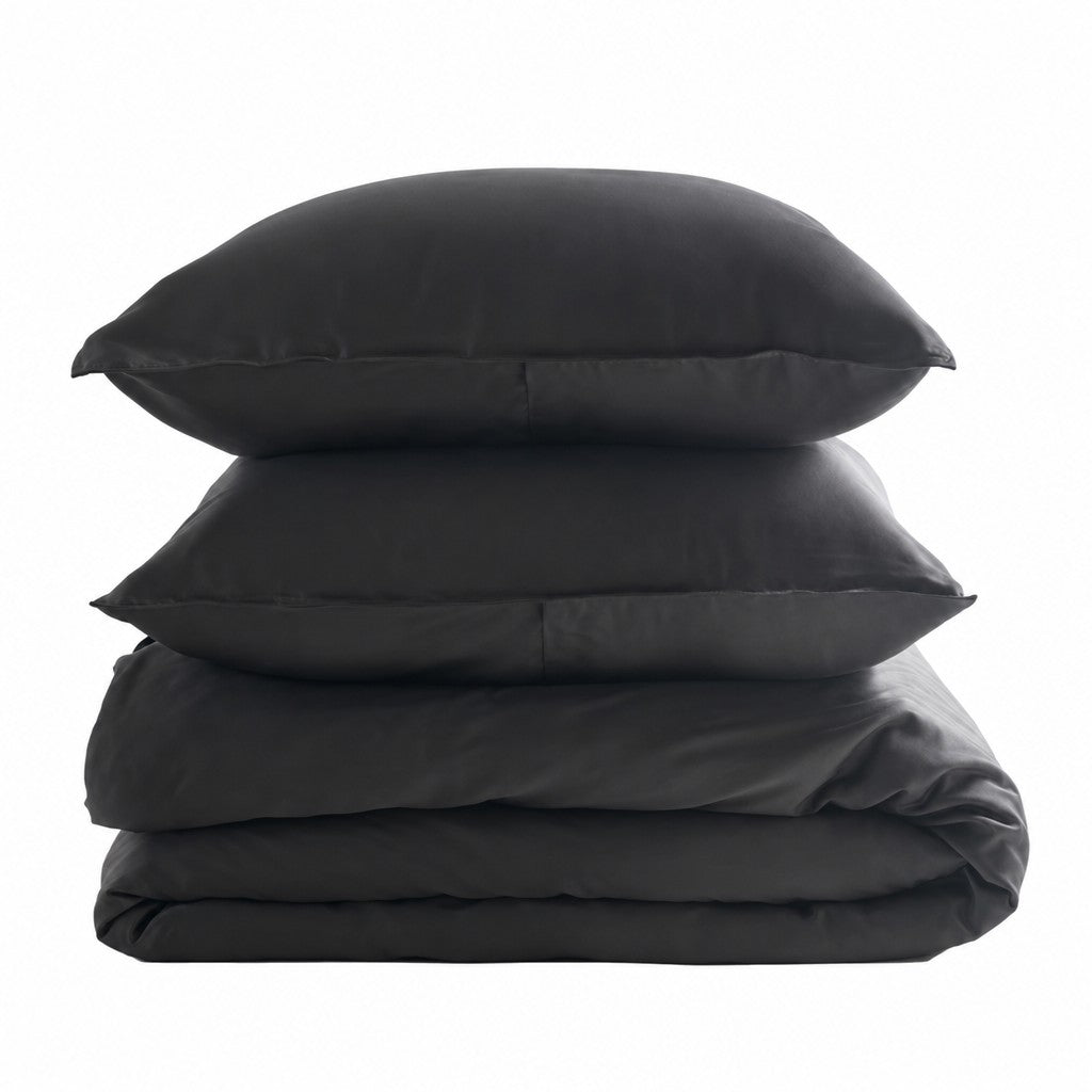 Qelune Bamboo Duvet Cover Set – Cooling Organic Bamboo Bedding in Charcoal