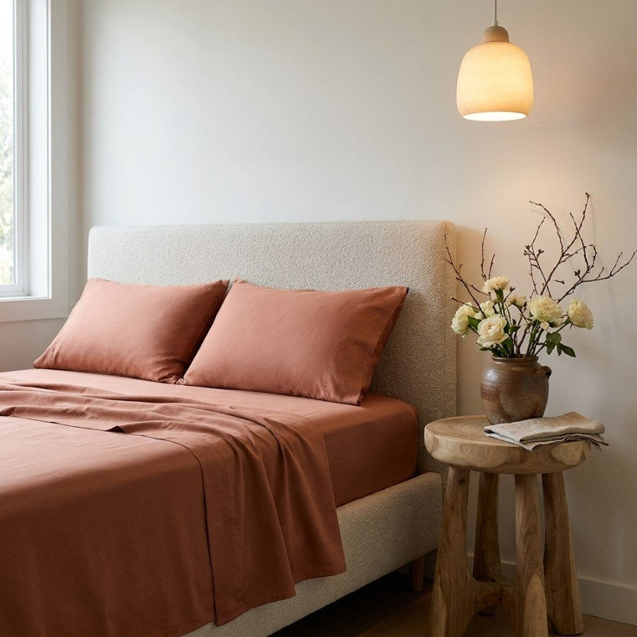 Qelune Bamboo Sheet Set 鈥?Cooling Organic Bamboo Bedding in Clay