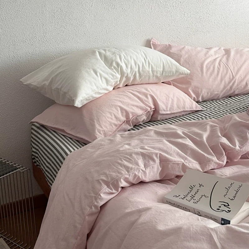 Vintora Blush Solid Pure Cotton Bedding Set for All Season Bedroom Decor G117