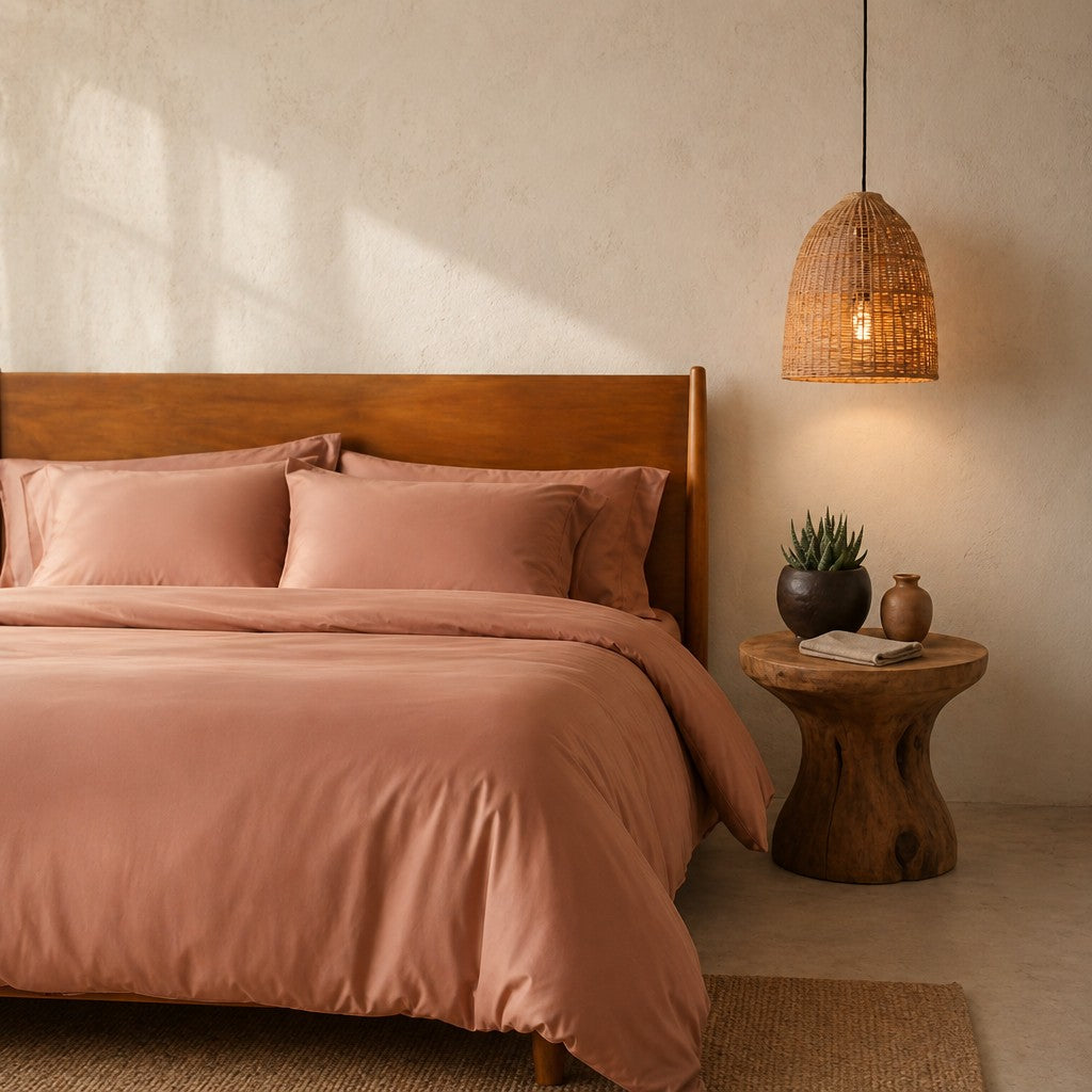Qelune Bamboo Duvet Cover Set 鈥?Cooling Organic Bamboo Bedding in Clay