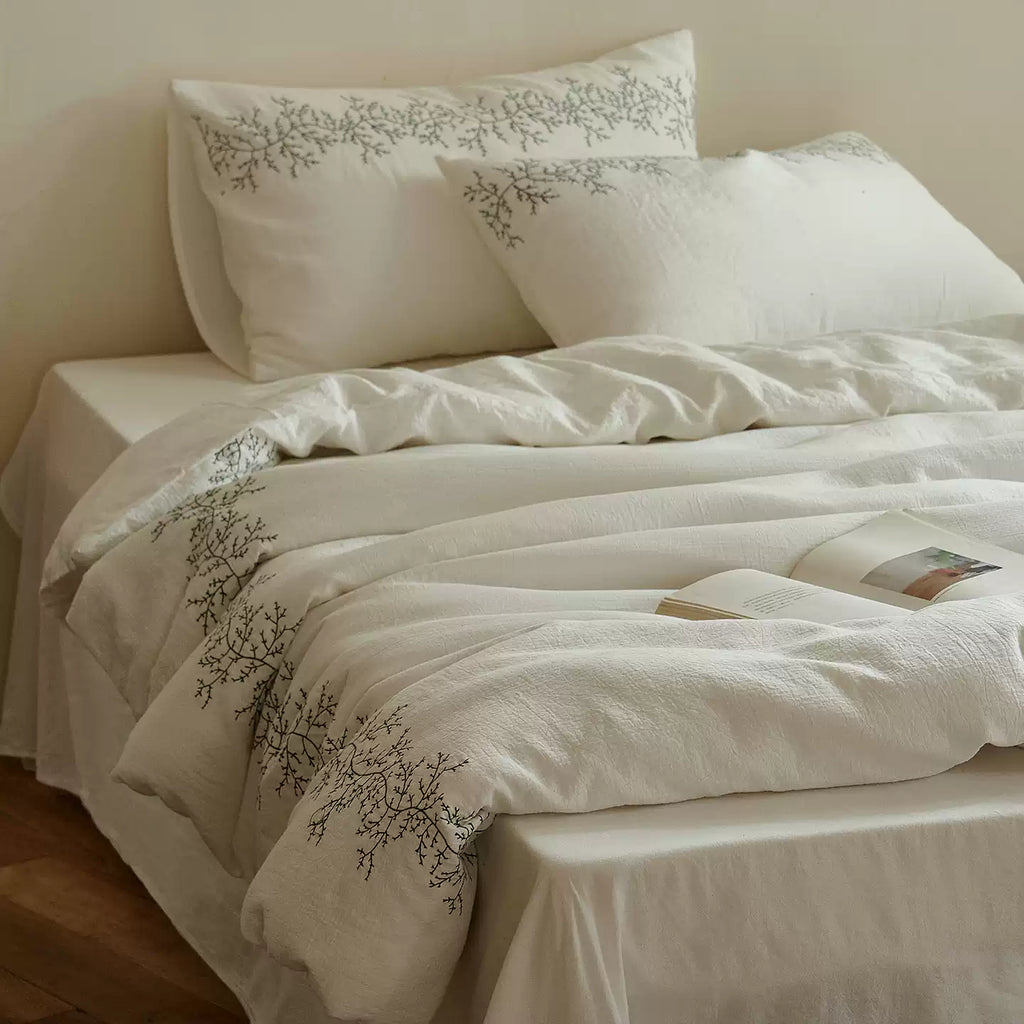 Roselle Southern French Embroidered Cotton Bedding Set Long Staple Floral Set G66