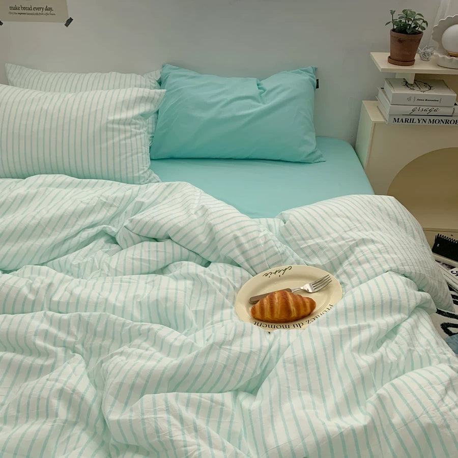 Vintora Soft Washed Cotton Stripe Bedding Set G91