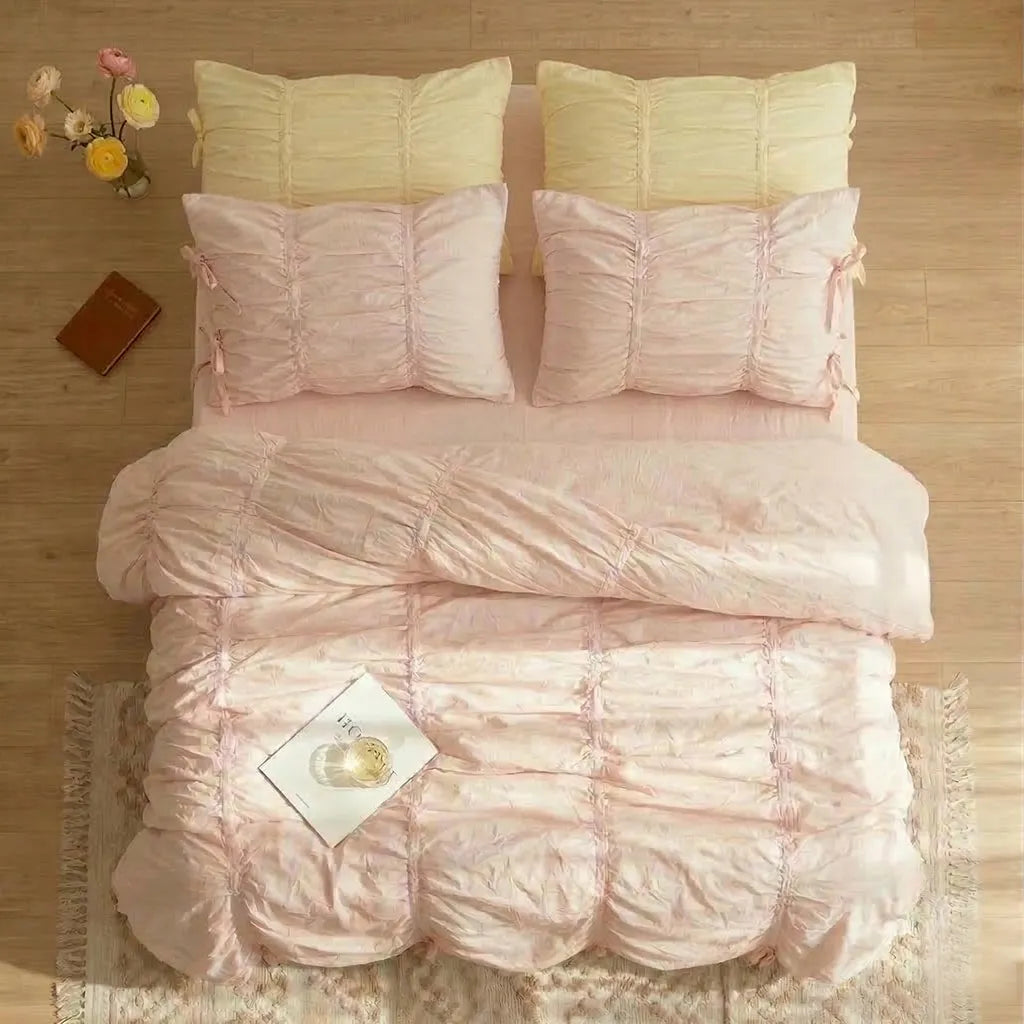 Princess Ruched Duvet Cover - Pastel Yellow