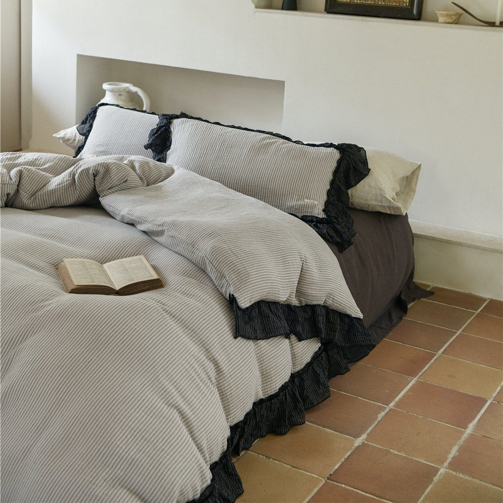 Roselle French Cottage Double Gauze Cotton Ruffle Bedding Set G110