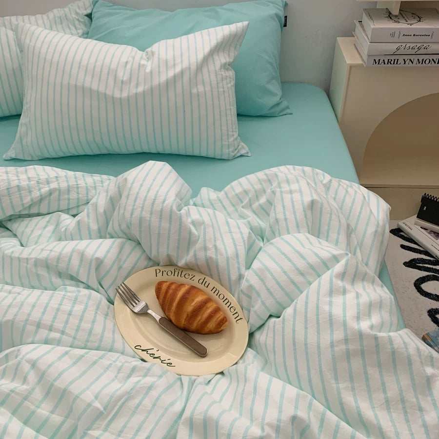 Vintora Soft Washed Cotton Stripe Bedding Set G91