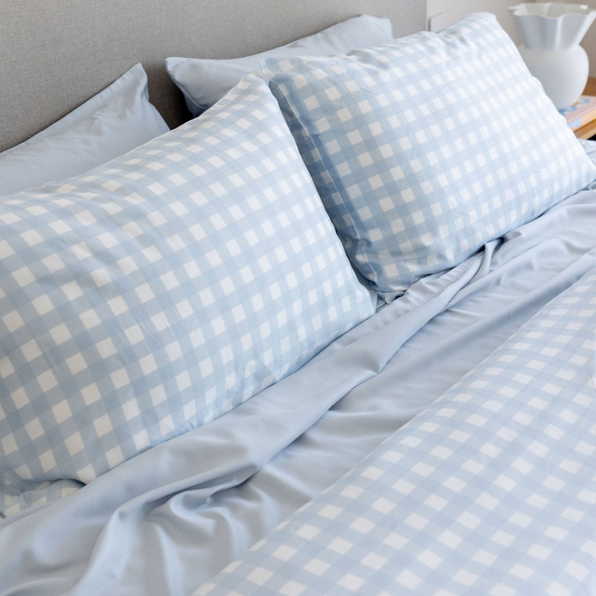 Sky Gingham Bamboo Pillowslip