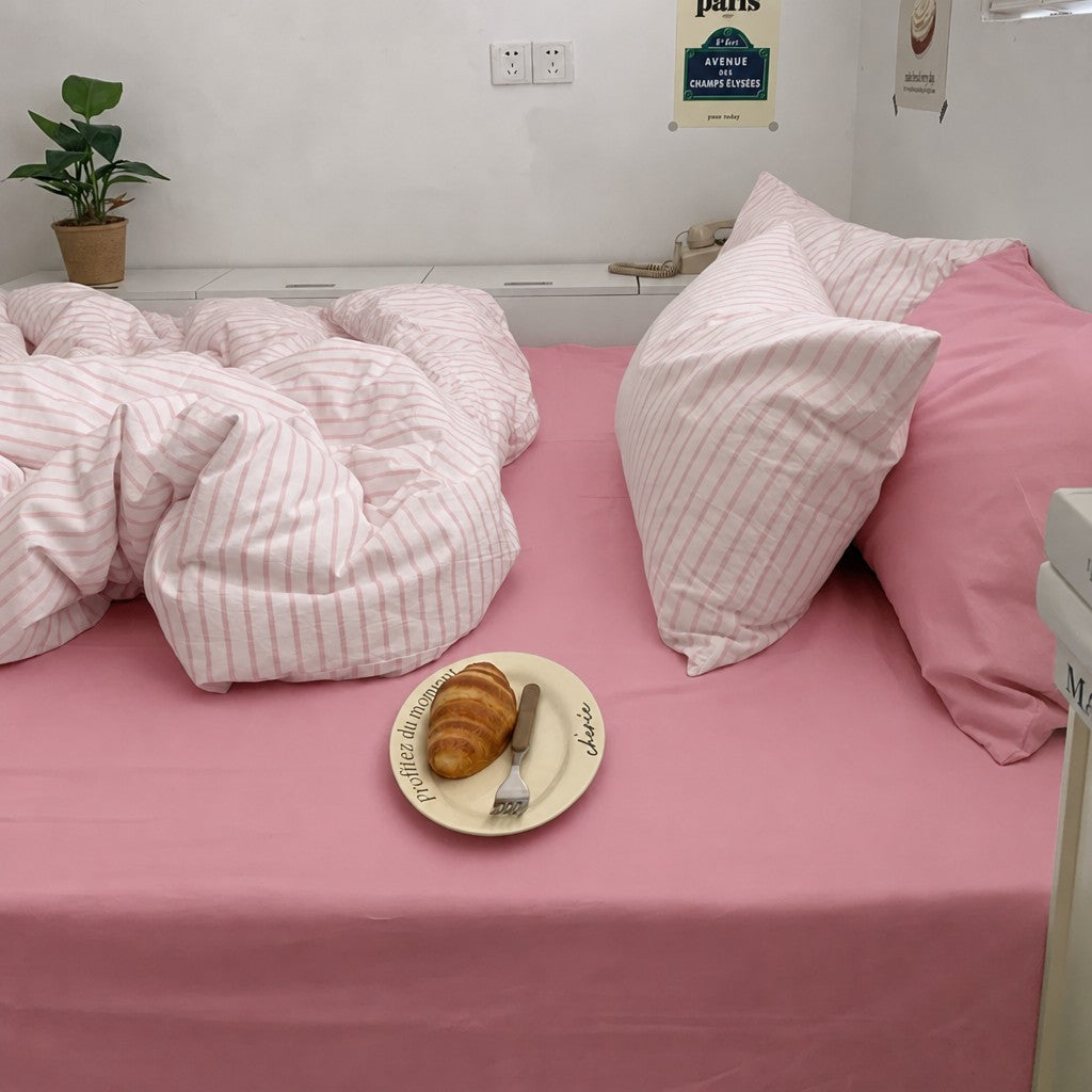 Vintora Soft Washed Cotton Stripe Bedding Set G91