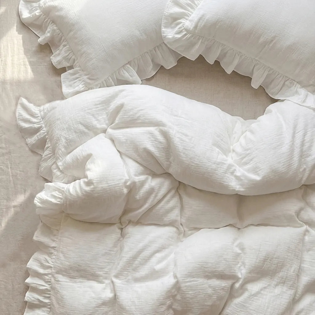Muslin Duvet Cover Set with Ruffle
