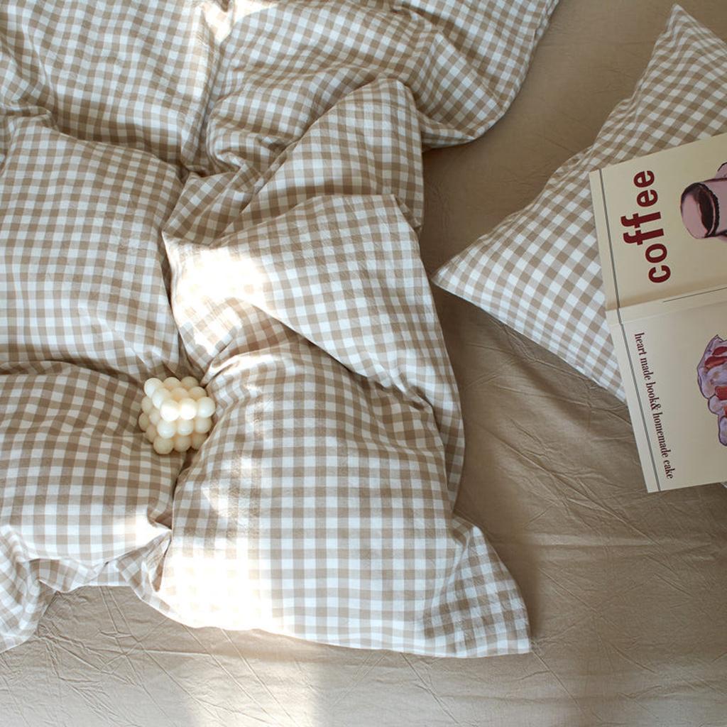 Cotton Small Gingham Bedding Set - Navy
