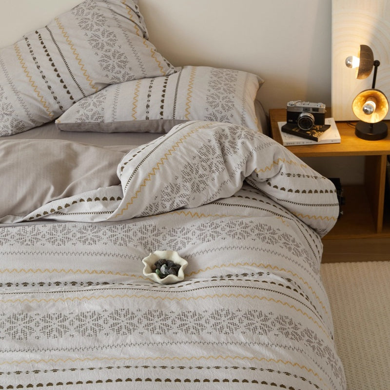 Vintora Boho Cotton Jacquard Bedding Set Tufted Duvet Set for All Season Bedroom Decor G69