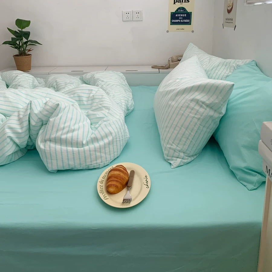 Vintora Soft Washed Cotton Stripe Bedding Set G91