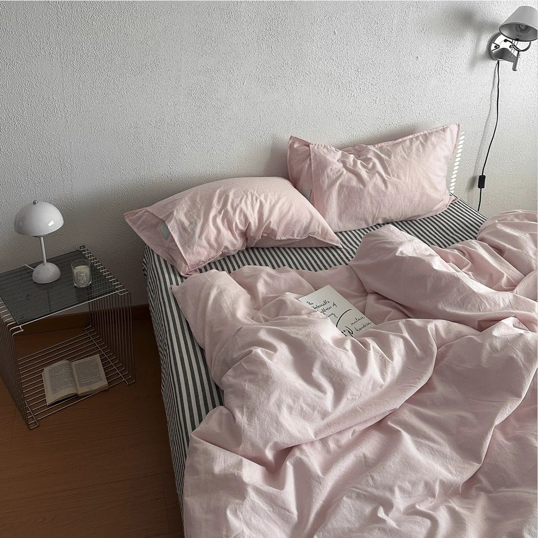 Vintora Blush Solid Pure Cotton Bedding Set for All Season Bedroom Decor G117