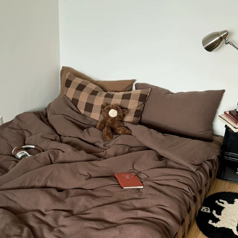 Vireza Plaid Cotton Crinkle Bedding Set G72