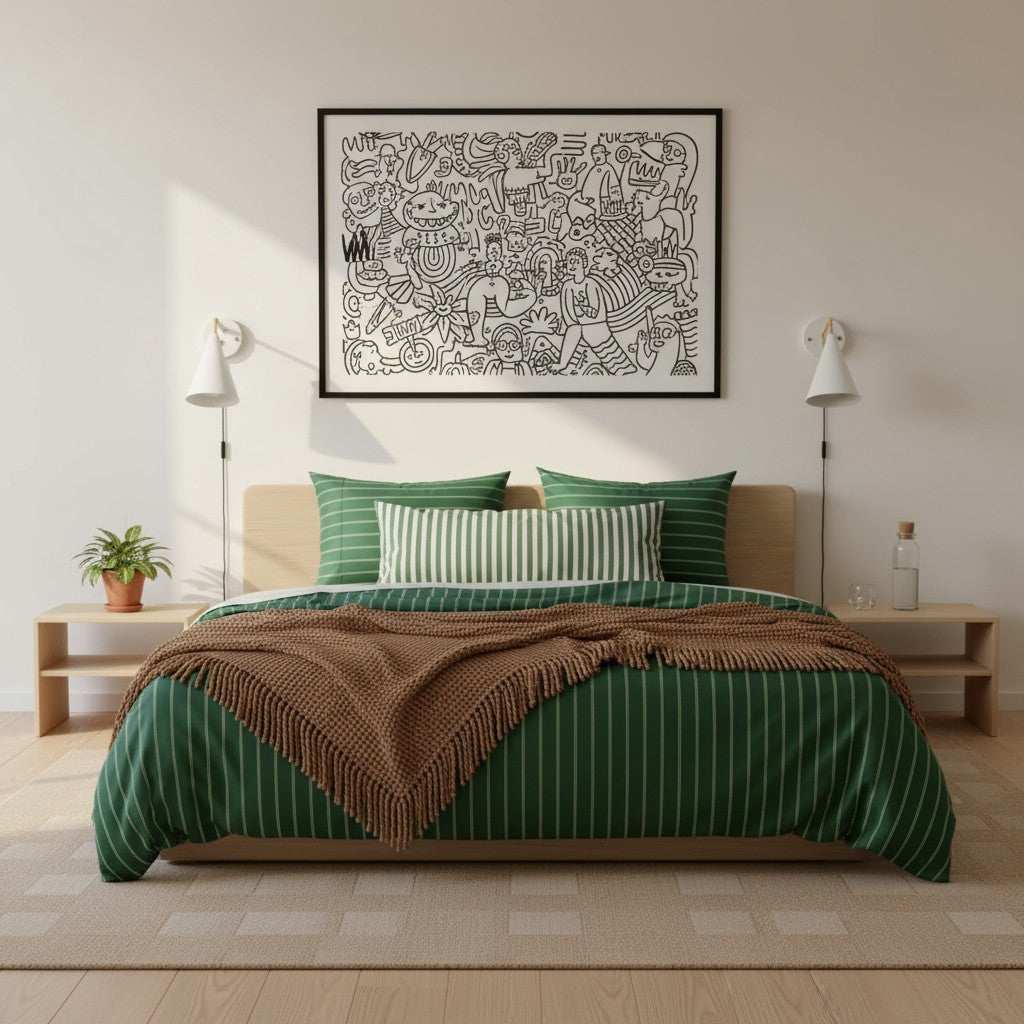 Qelune Cooling Bamboo Stripe Bedding Set