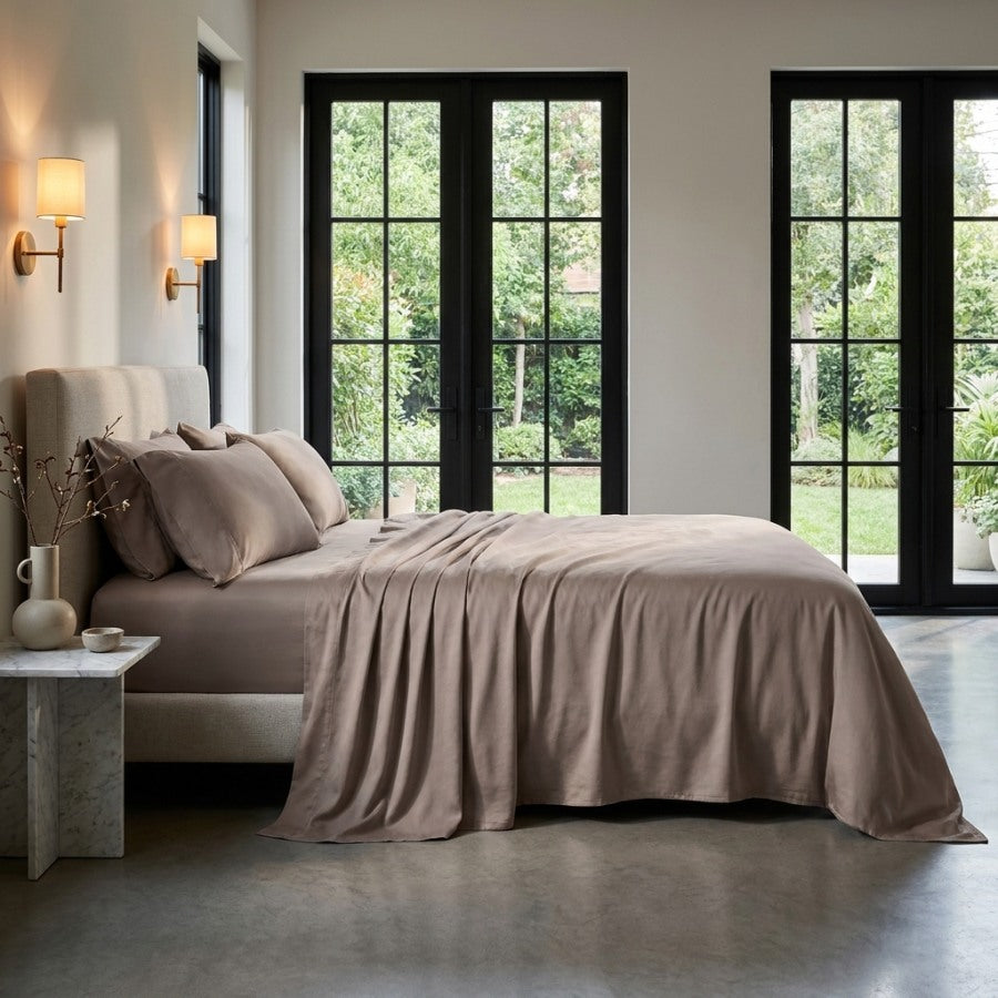 Qelune Bamboo Sheet Set – Cooling Organic Bamboo Bedding in Stone