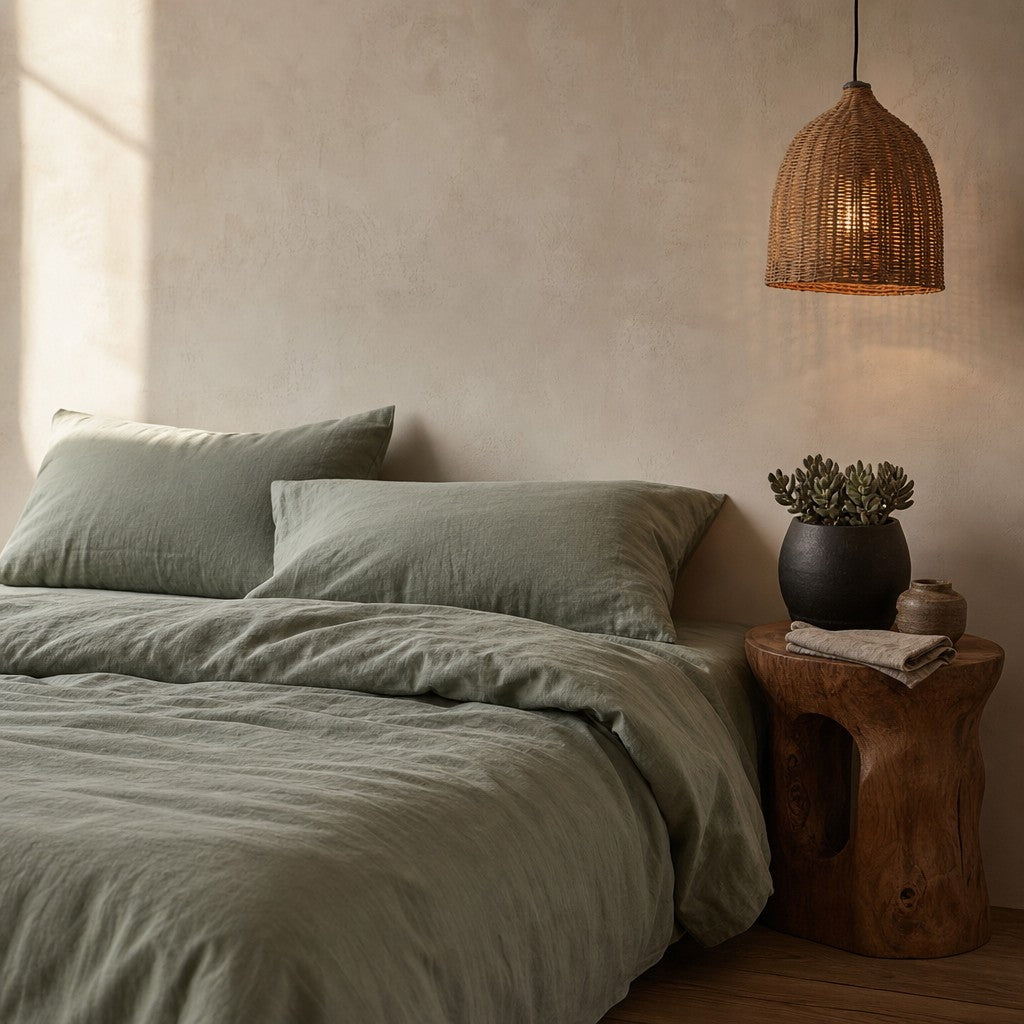 Cottara Washed Cotton Bedding Set Soft Breathable Bed Linen for Cozy Dorm and Home Use G65