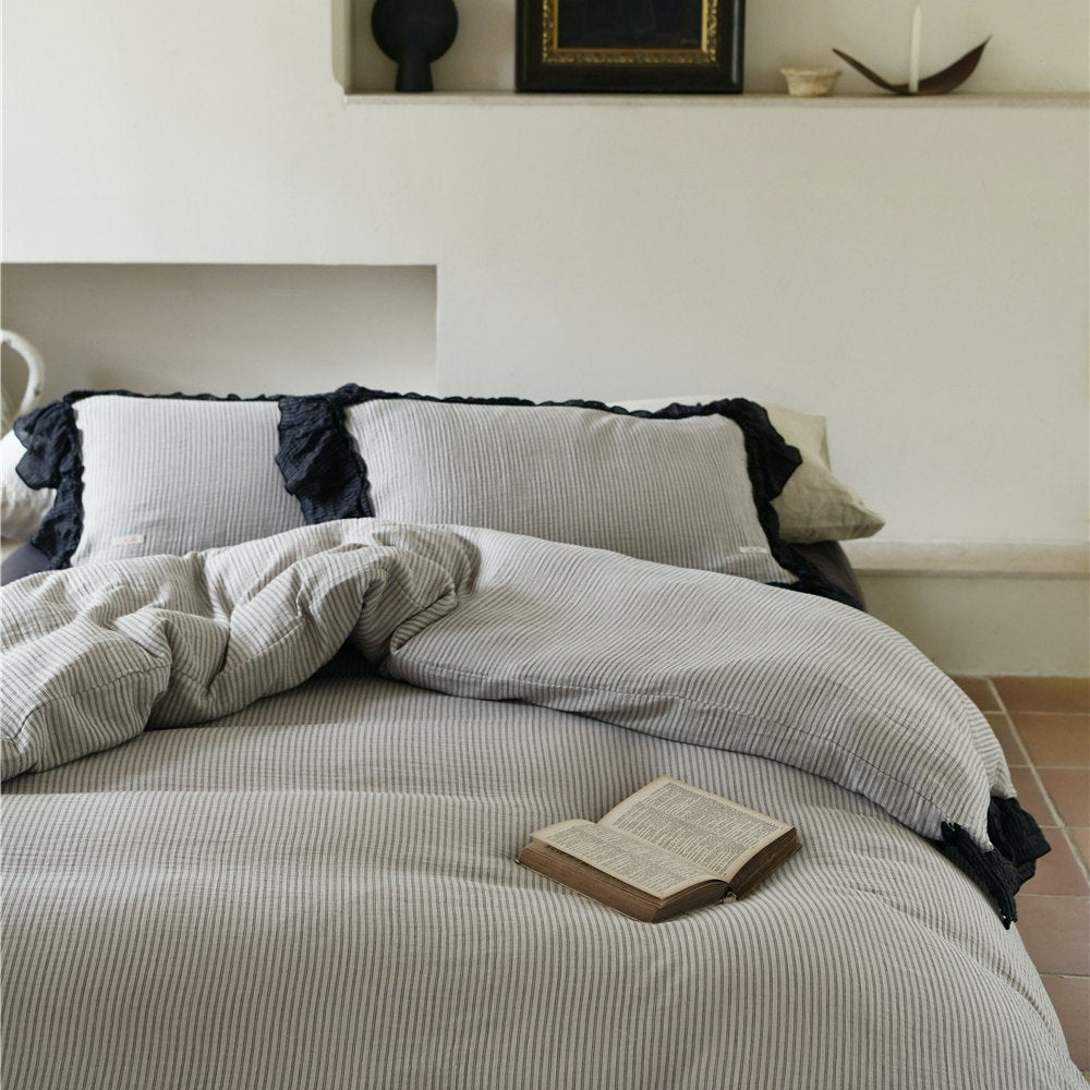 Roselle French Cottage Double Gauze Cotton Ruffle Bedding Set G110
