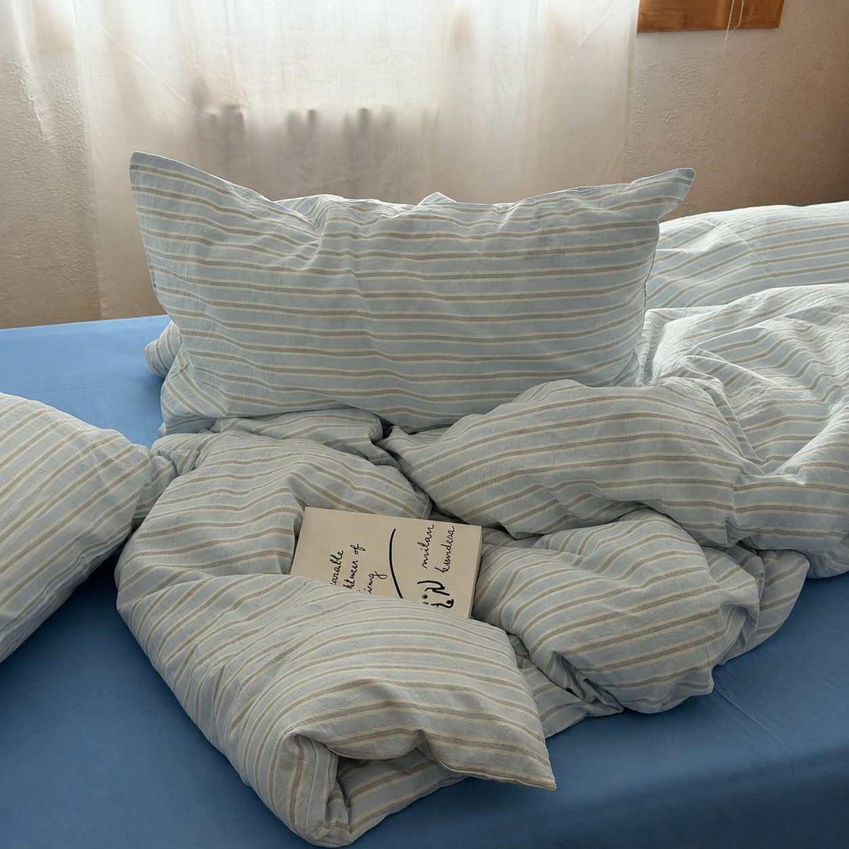 Vintora Scandinavian Blue Stripe Cotton Bedding Set G118