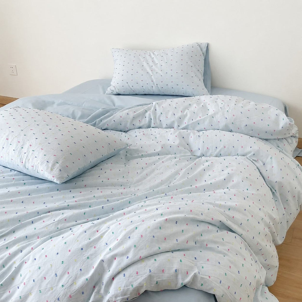 Vireza Washed Cotton Jacquard Bedding Set with Soft Breathable for All Seasons G101