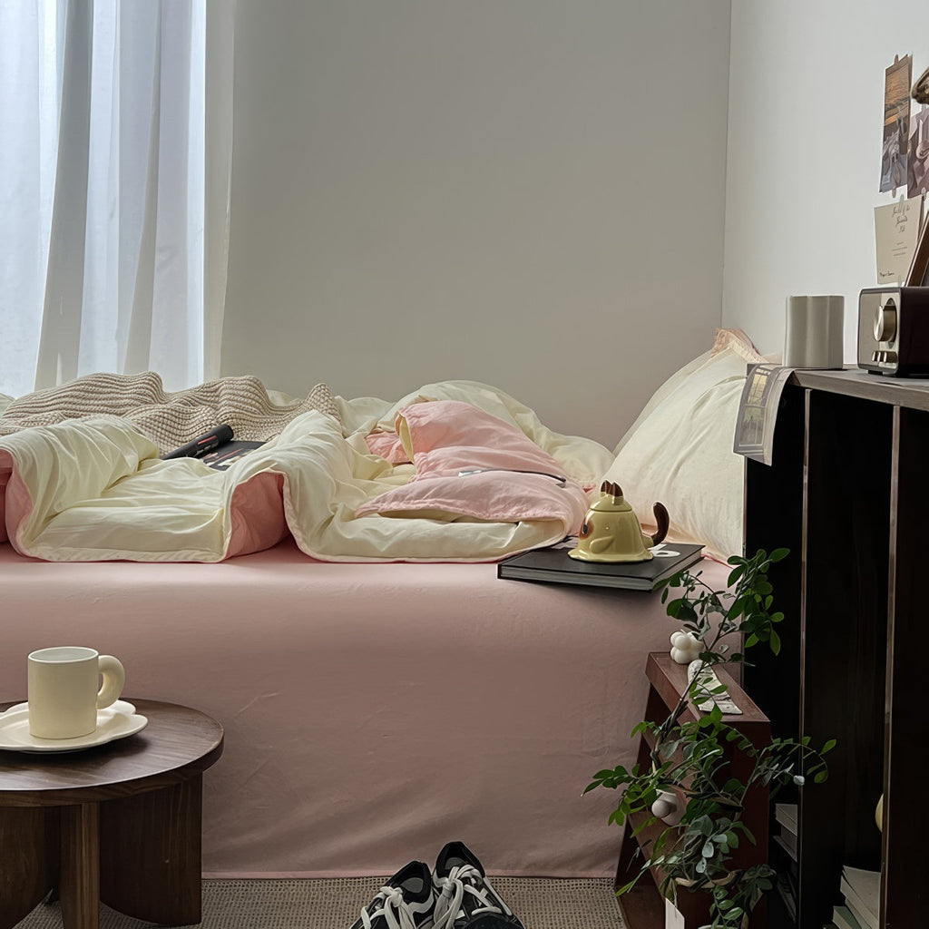 Pale Pink & Yellow Pastel Bedding Set
