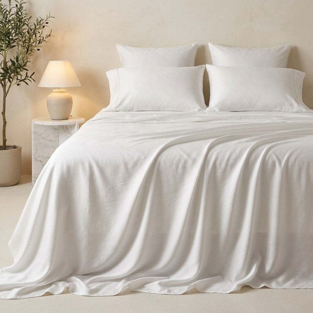 Qelune Bamboo Sheet Set 鈥?Cooling Organic Bamboo Bedding in Soft White