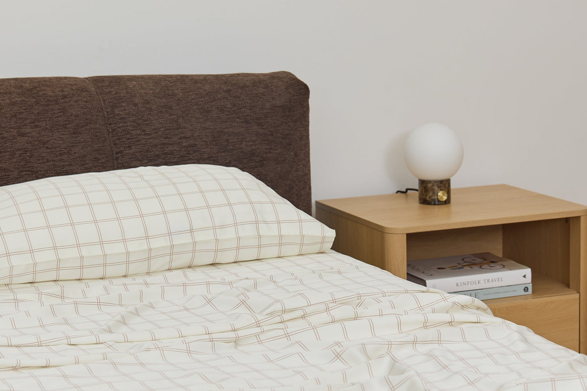 Latte Grid Bamboo Pillowslip