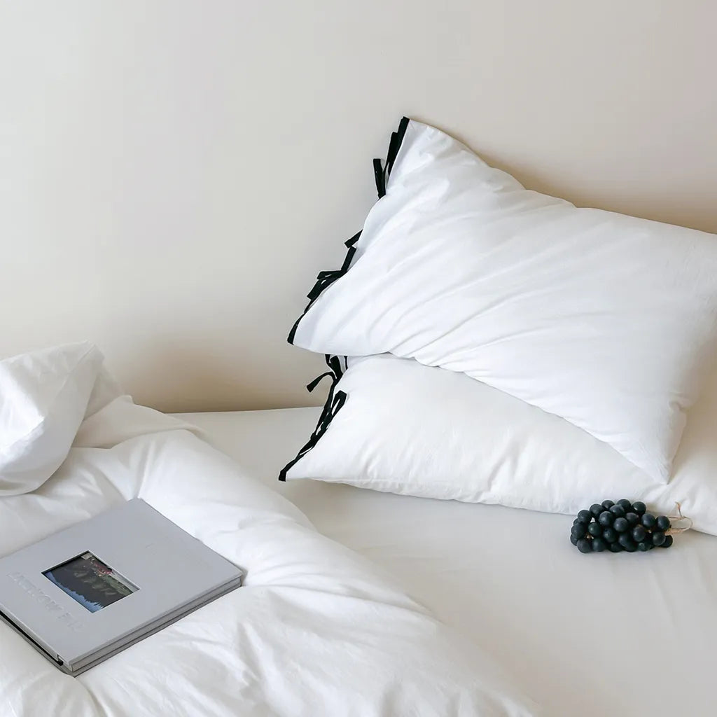 Contrast Bow Cotton Duvet Cover