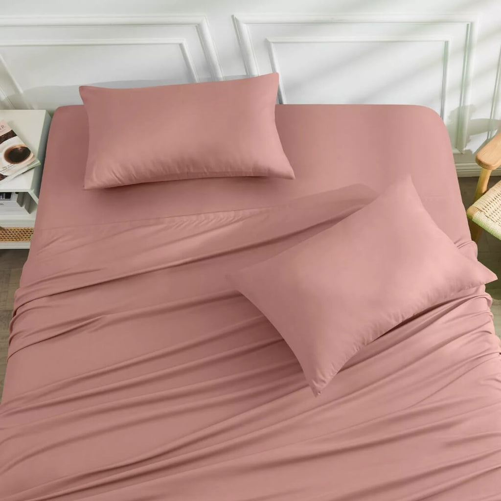 Bamboo Blend Bedsheet Set - Ultra Soft Microfiber Bedding Set (Dusty Pink)