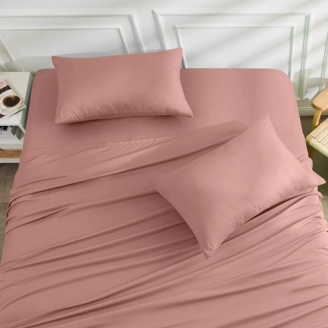 Bamboo Blend Bedsheet Set - Ultra Soft Microfiber Bedding Set (Dusty Pink)