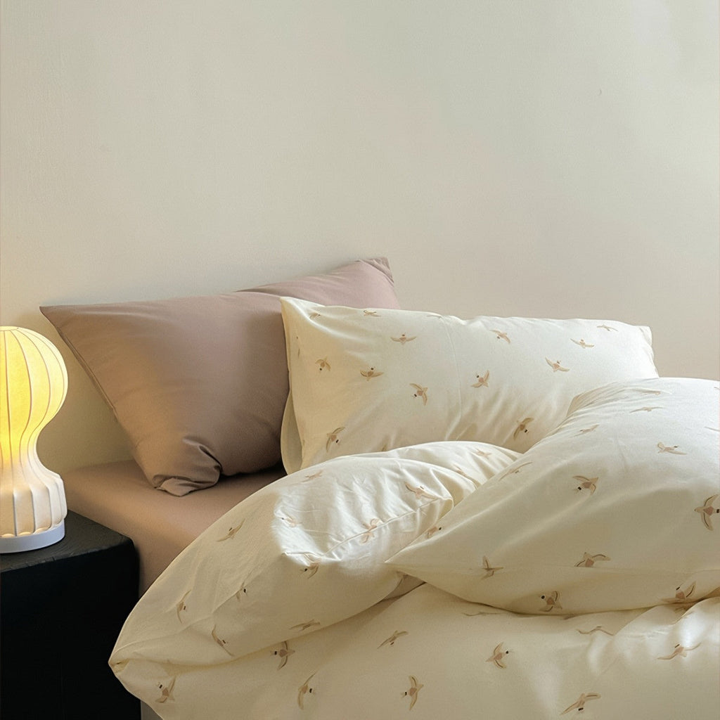 Swallow Bird Print Cotton Bedding Set