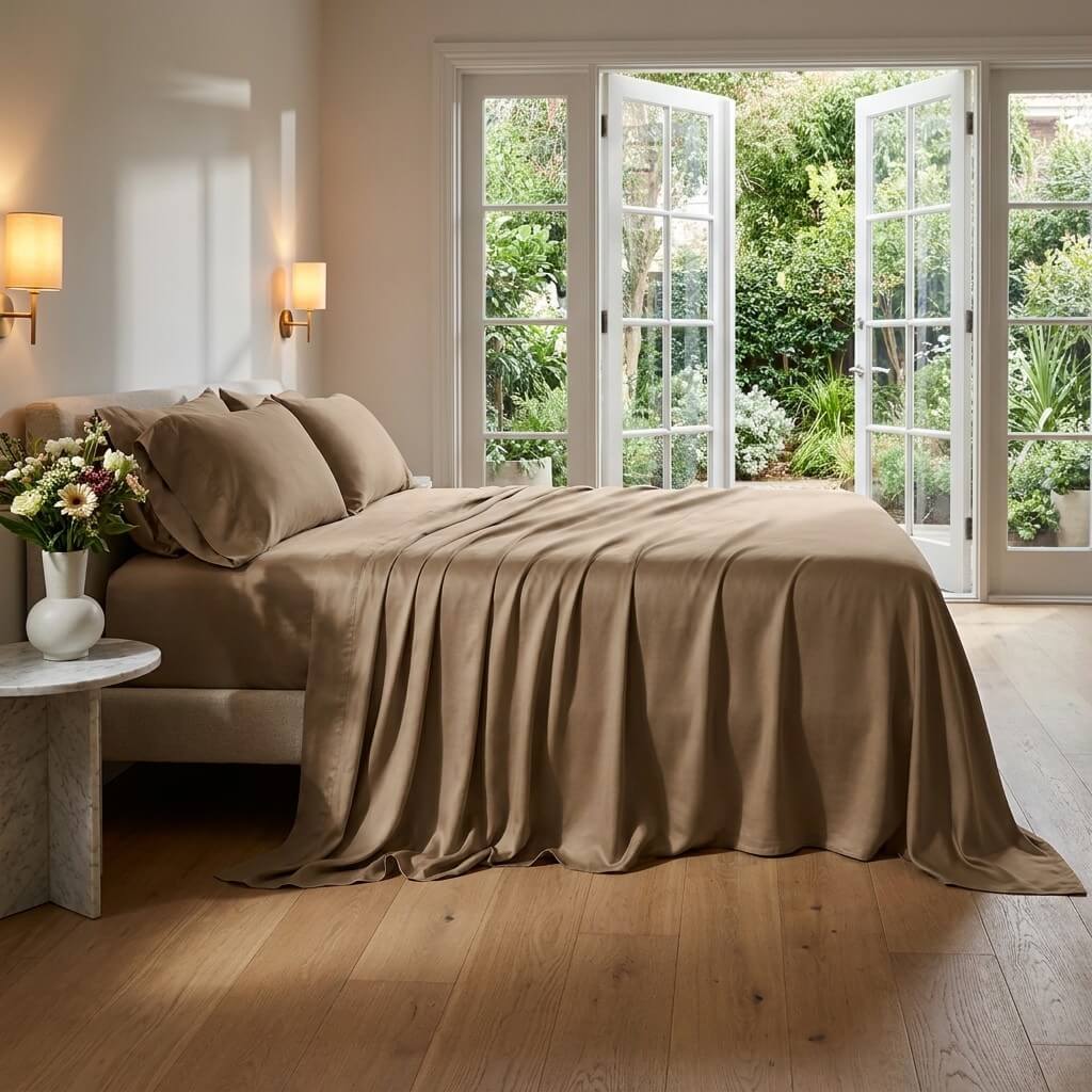 Qelune Bamboo Sheet Set – Cooling Organic Bamboo Bedding in Elegant Walnut