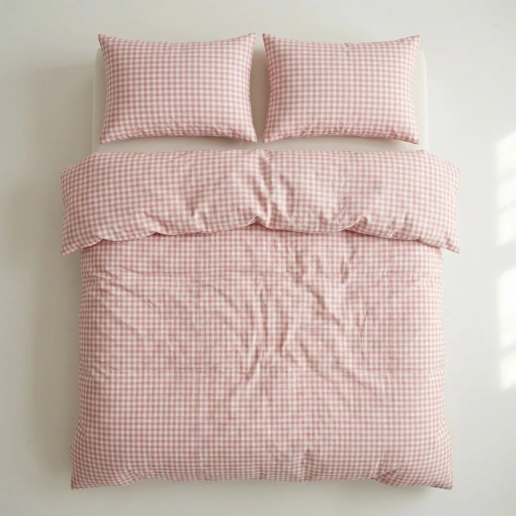 Cotton Small Gingham Duvet Cover - Blue