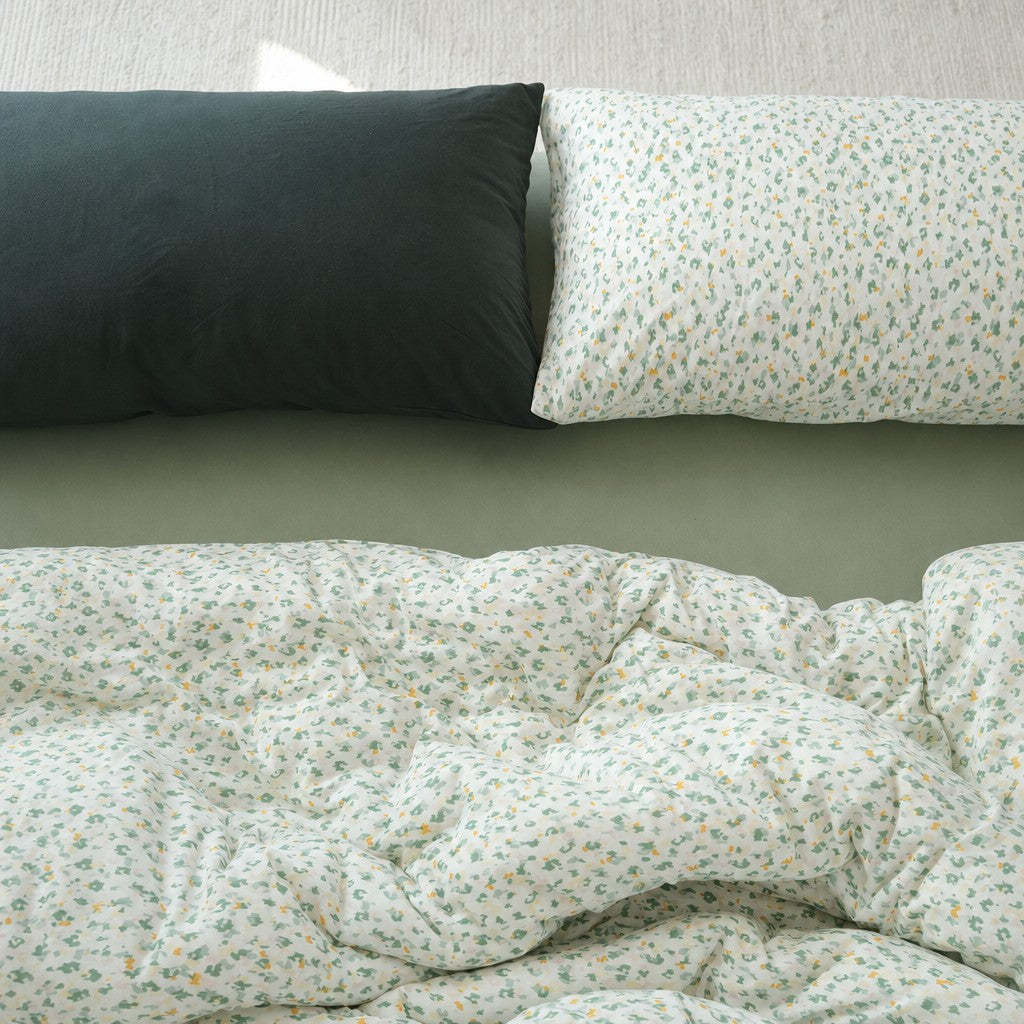 Roselle Green Floral Print Cotton Bedding Set