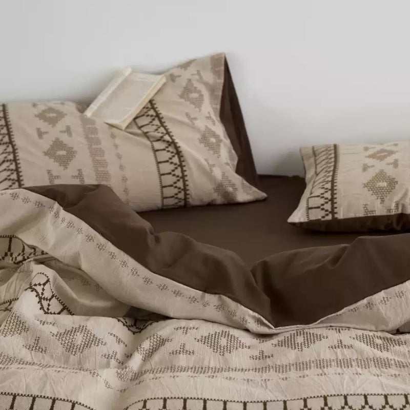Vintora Boho Cotton Jacquard Bedding Set Tufted Duvet Set for All Season Bedroom Decor G69