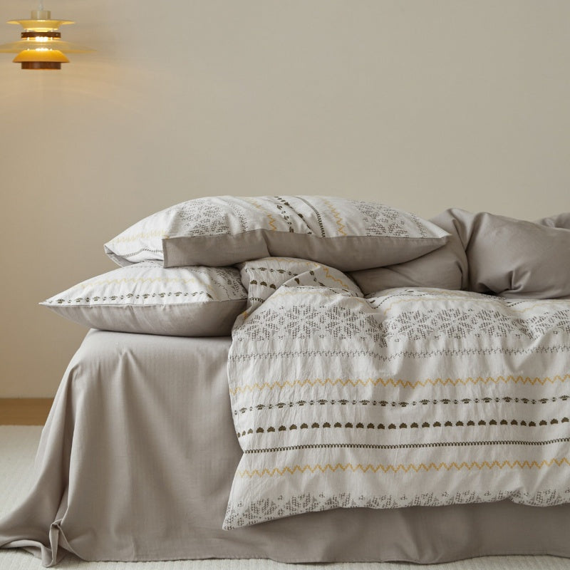 Vintora Boho Cotton Jacquard Bedding Set Tufted Duvet Set for All Season Bedroom Decor G69