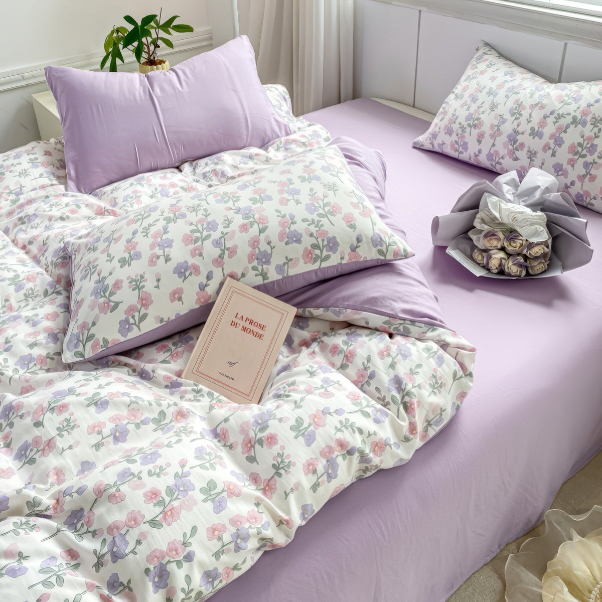 Soft Lavender Floral Bedding Set