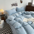 Waffle Striped Duvet Cover Bedding Set