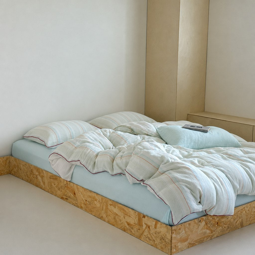 Vintora Modern Striped Cotton Bedding Set Double Layer Gauze for Cozy Sleep G90