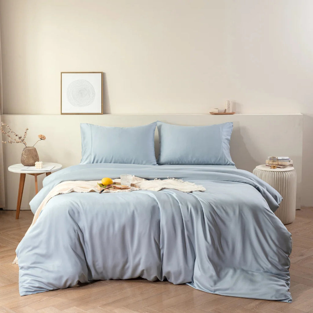 Bamboo Quilt Cover Set - Pale Blue